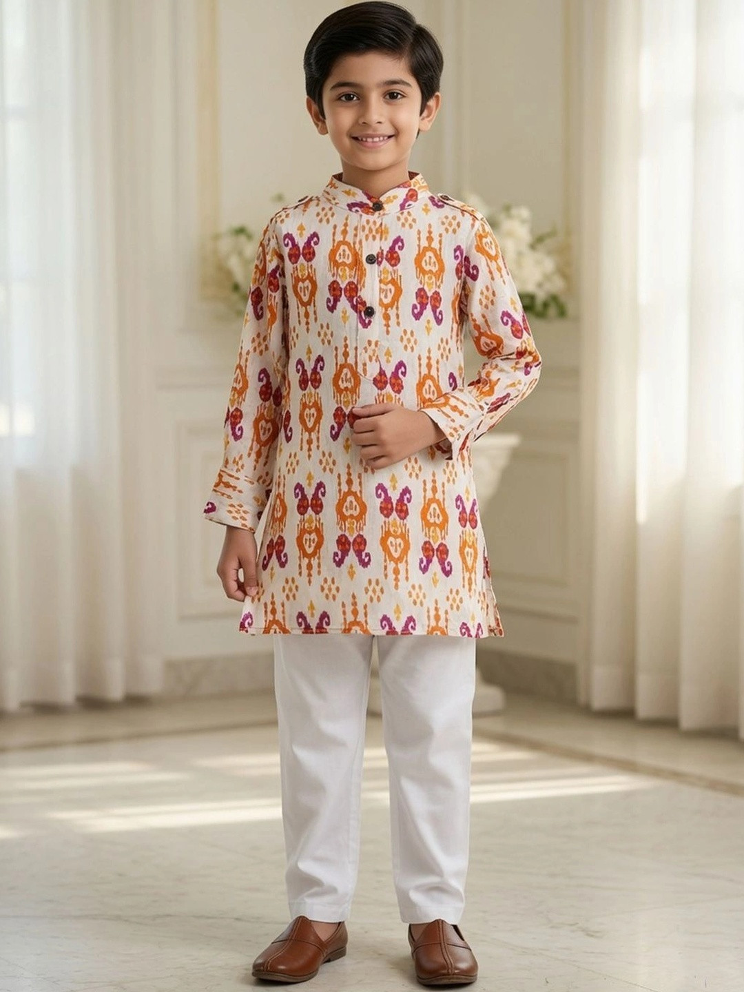 Cutiekins Boys Ethnic Motifs Printed Regular Kurta with Pyjamas