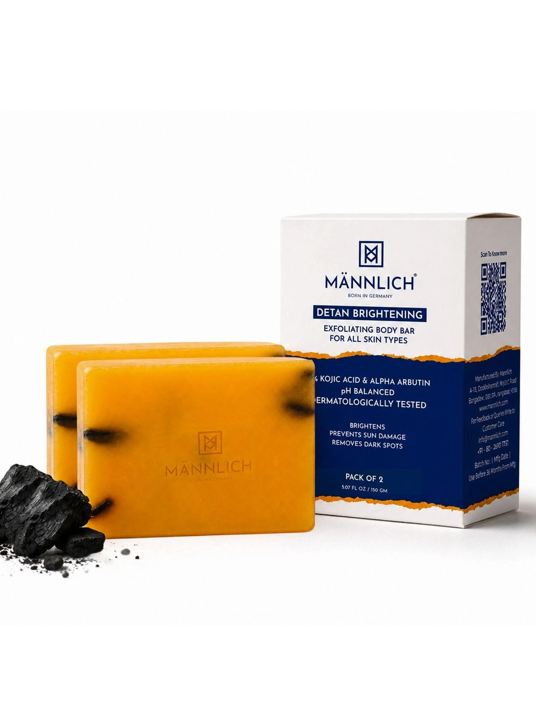 Mannlich Pack Of 2 Detan Brightening Soap - 75 g Each