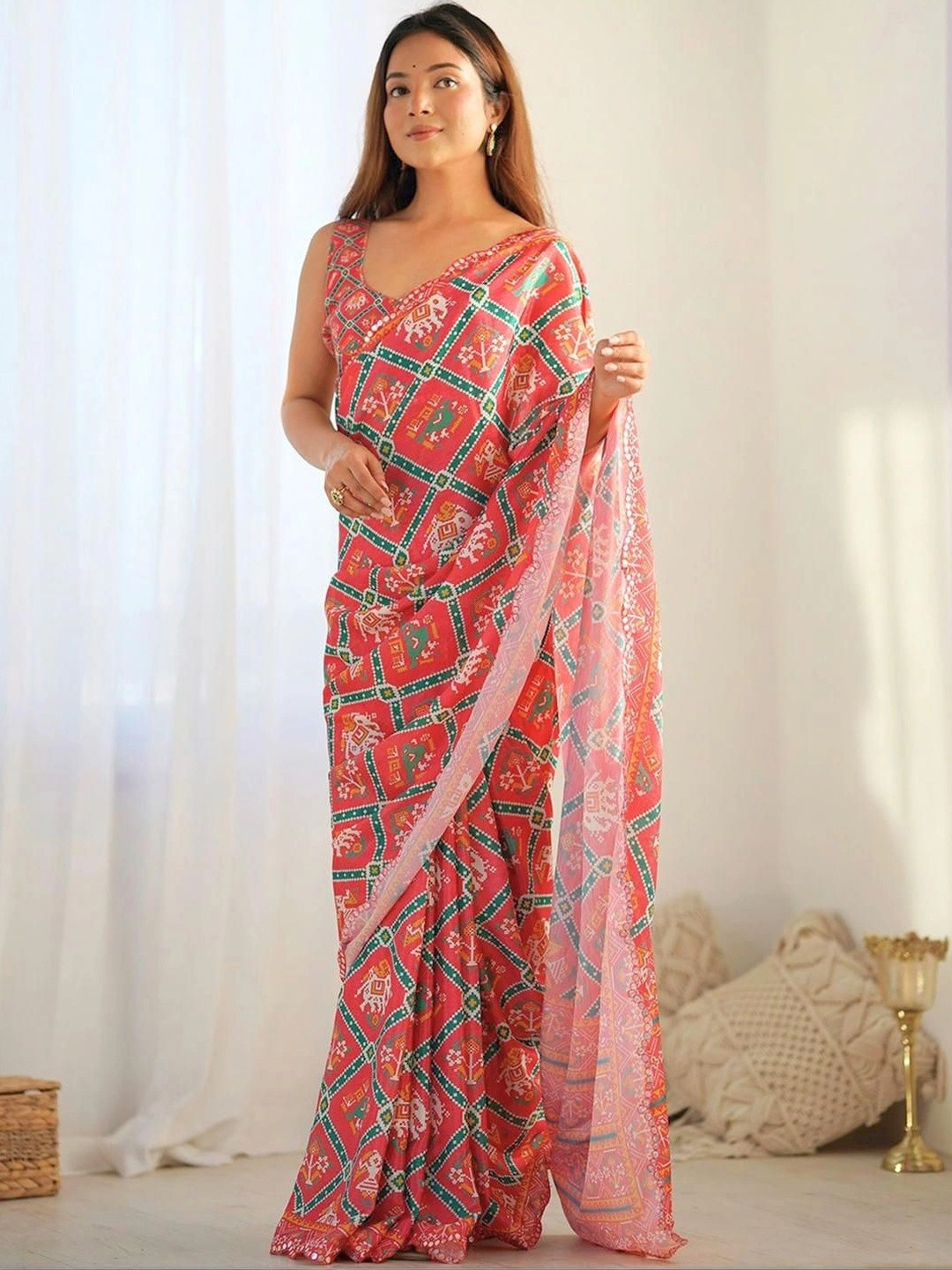 SAMANTHA Mirror Work Pure Georgette Designer Saree