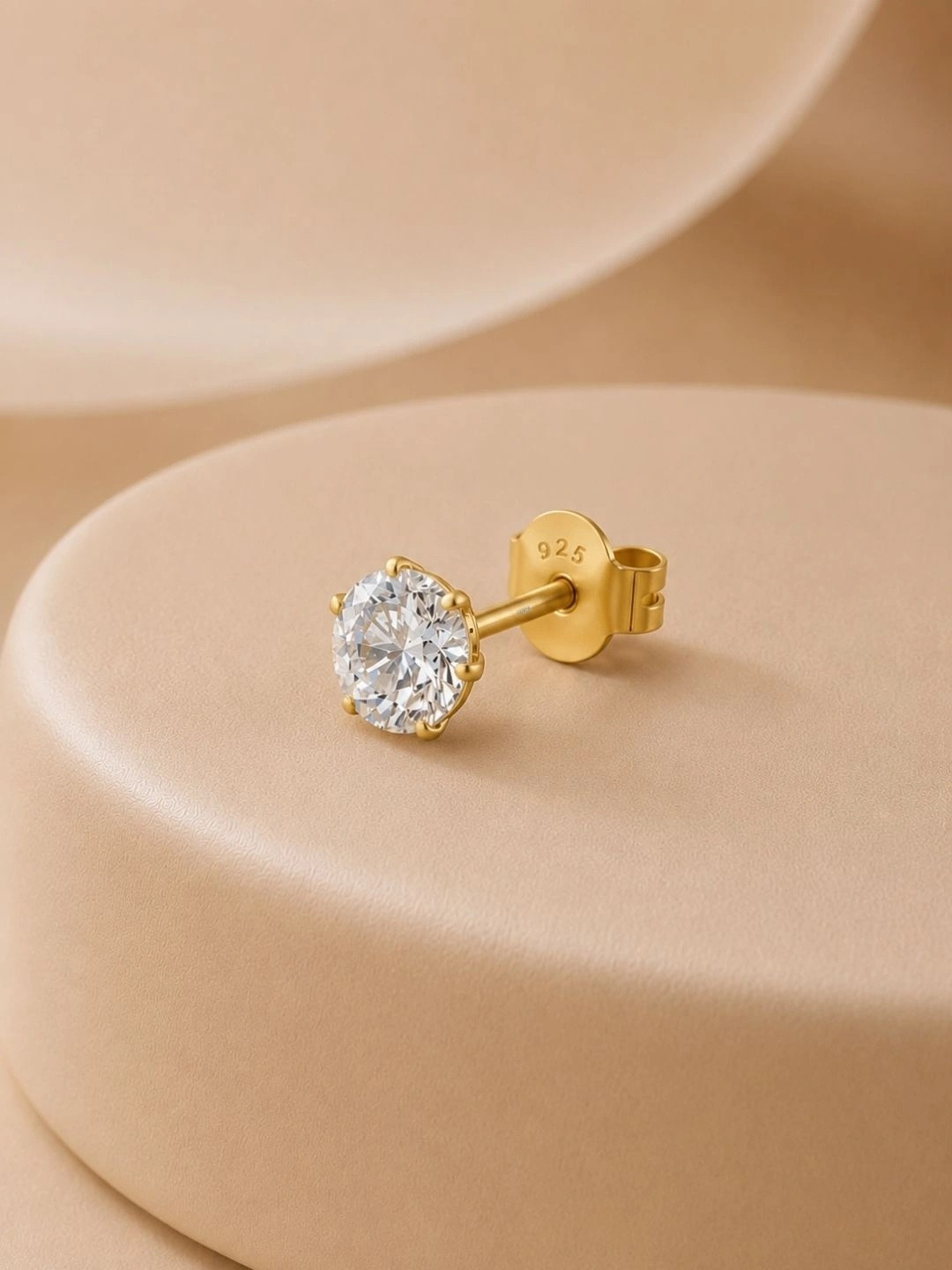 HighSpark Men's 925 Silver Classic Radiant Studs Earrings - 1 Piece Only