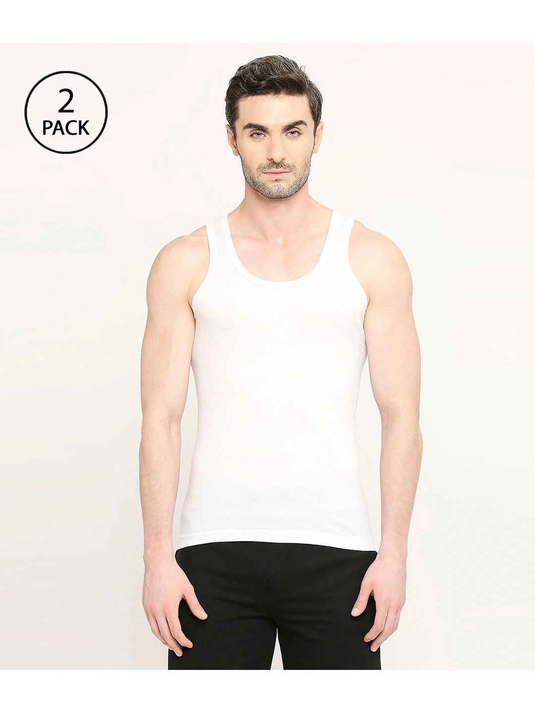 VIP Pack Of 2 Pure Cotton Sleeveless Innerwear Vests- VP-MI-VS-SNWRN-10P-PO2-95