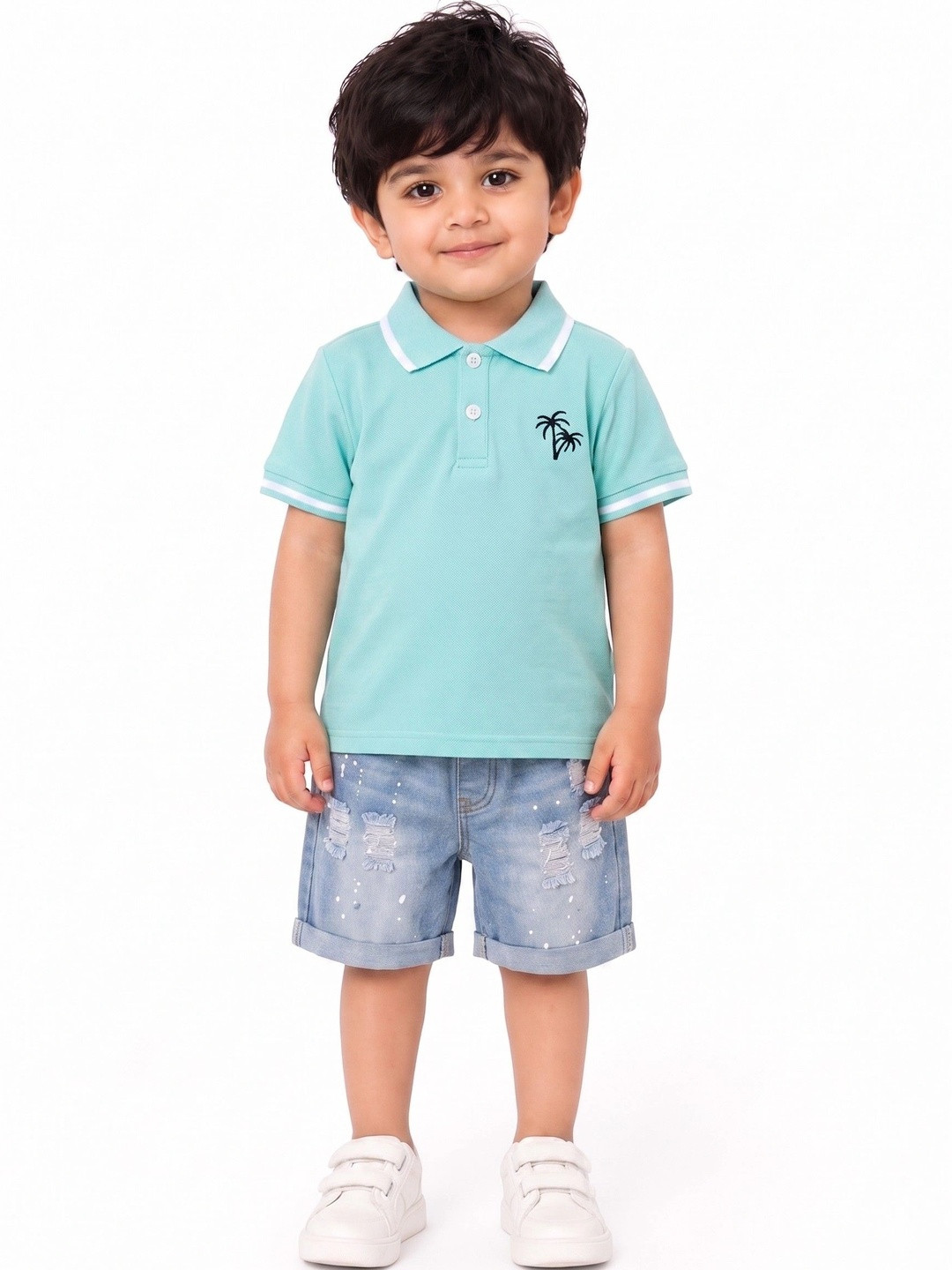 KIDDOLO Boys Printed Pure Cotton T-shirt With Shorts