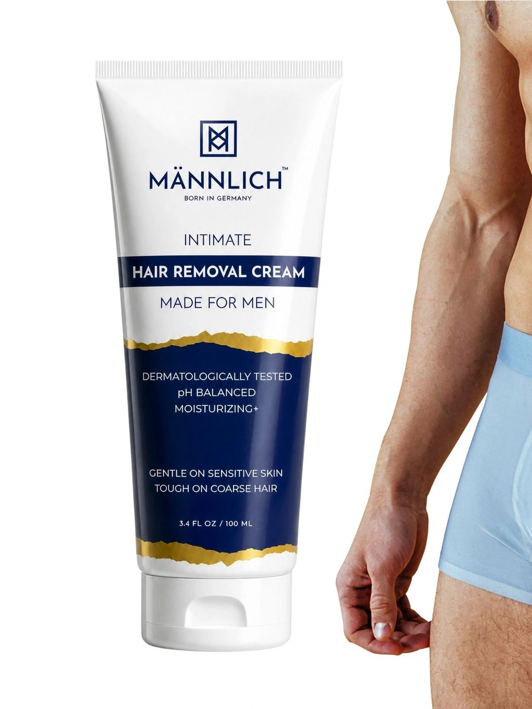 Mannlich Men Intimate Hair Removal Cream For Unwanted Coarse Pubic Hair - 100 ml