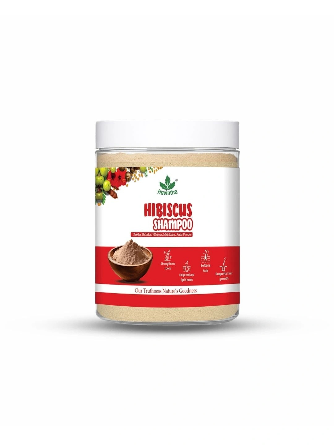 Havintha Natural Amla Reetha Shikakai Methidana & Hibiscus Powder Shampoo for Dry Hair
