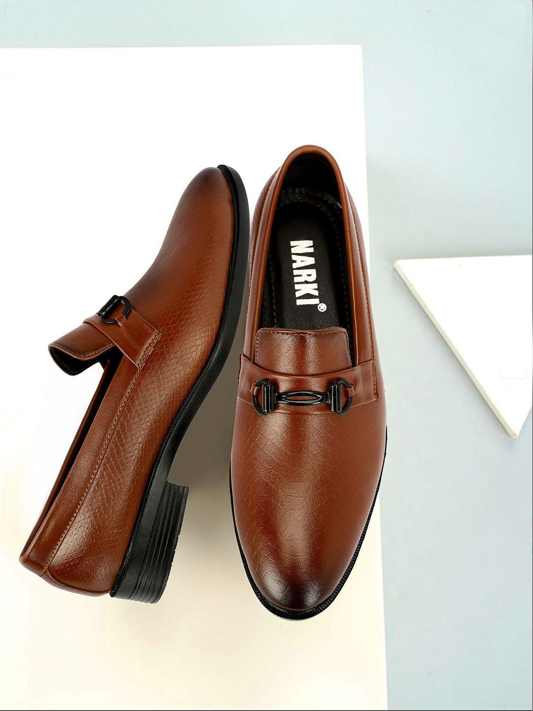 NARKI Men Slip-On  Round Toe Leather Formal Loafers