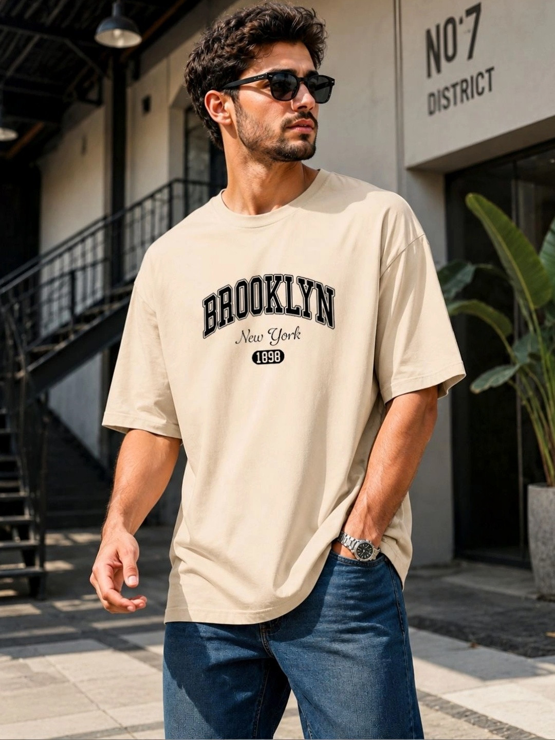 Blacksmith Men Typography Printed Drop-Shoulder Sleeves T-shirt