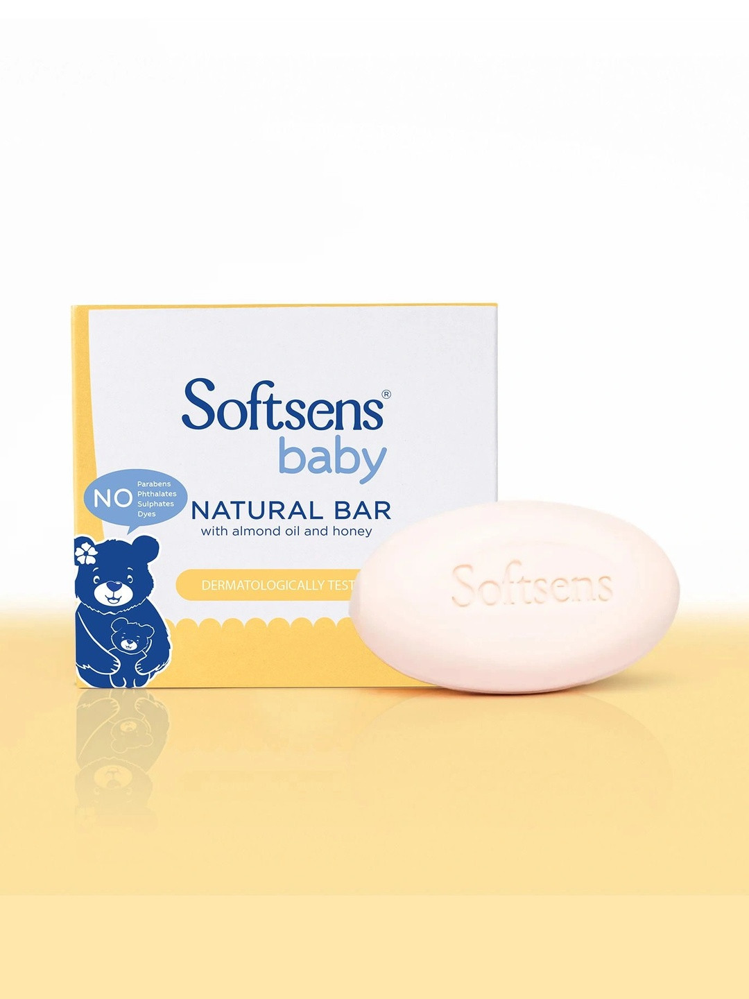 Softsens Set Of 3 Natural Almond Oil & Honey Baby Bar Soap 300g