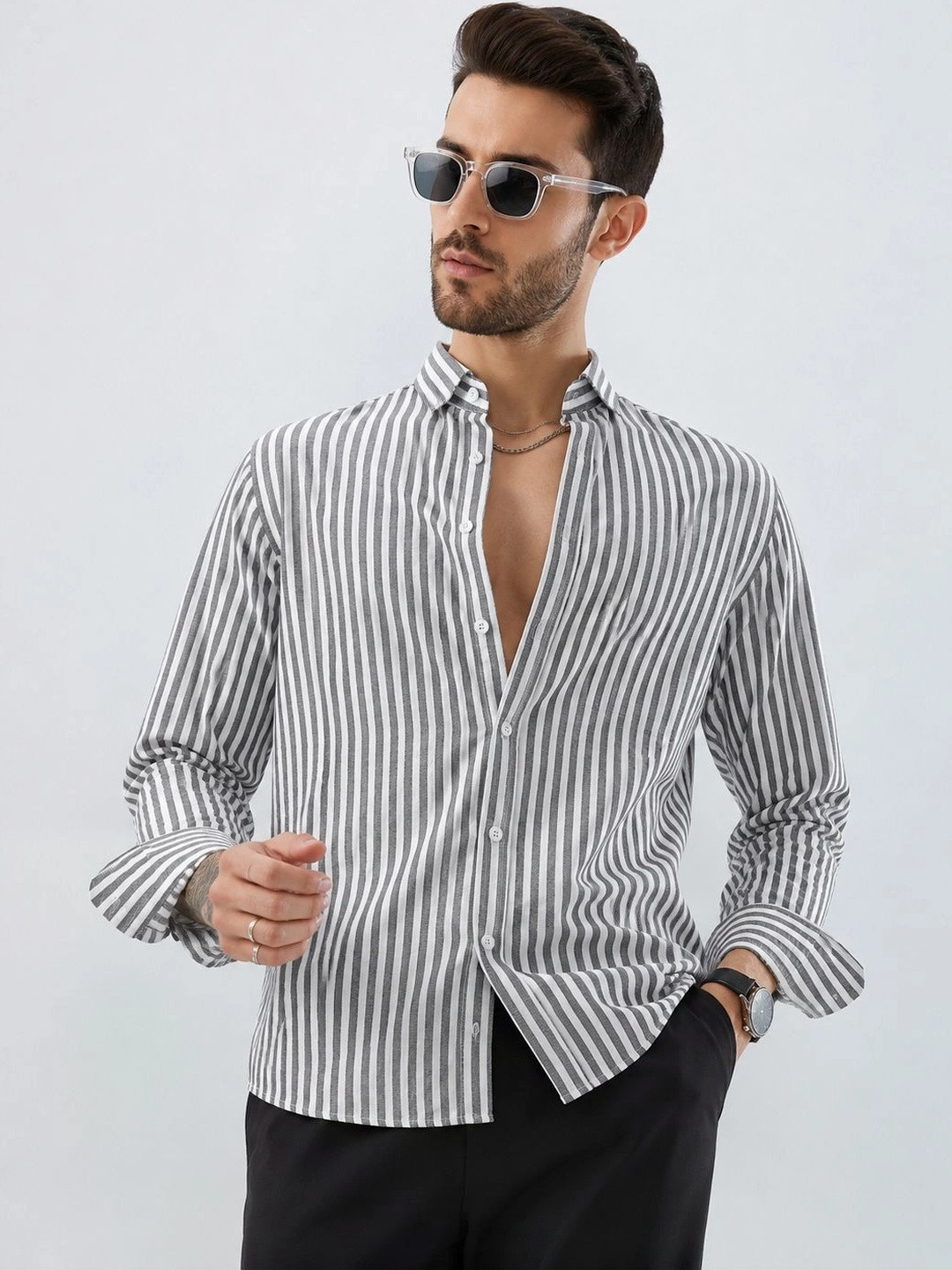 HERE&NOW Men Standard Striped Casual Shirt