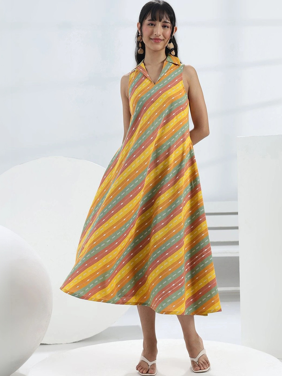Gerua By Libas Striped A-Line Maxi Dress