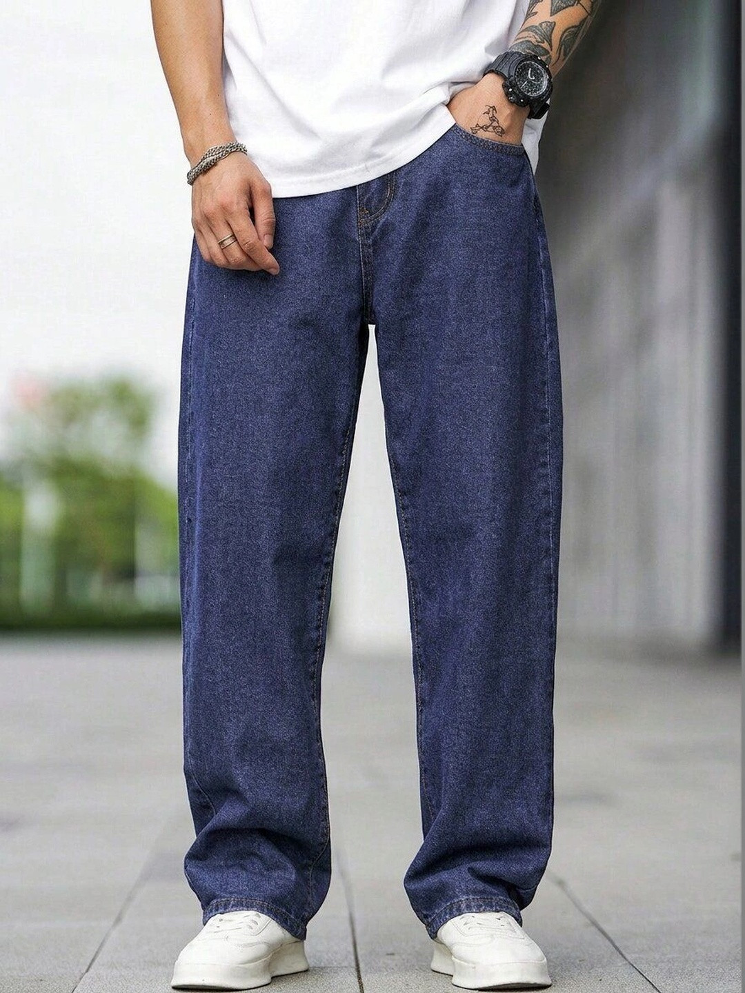Moda Rapido Men Loose Relaxed Fit Mid-Rise Light Fade Jeans