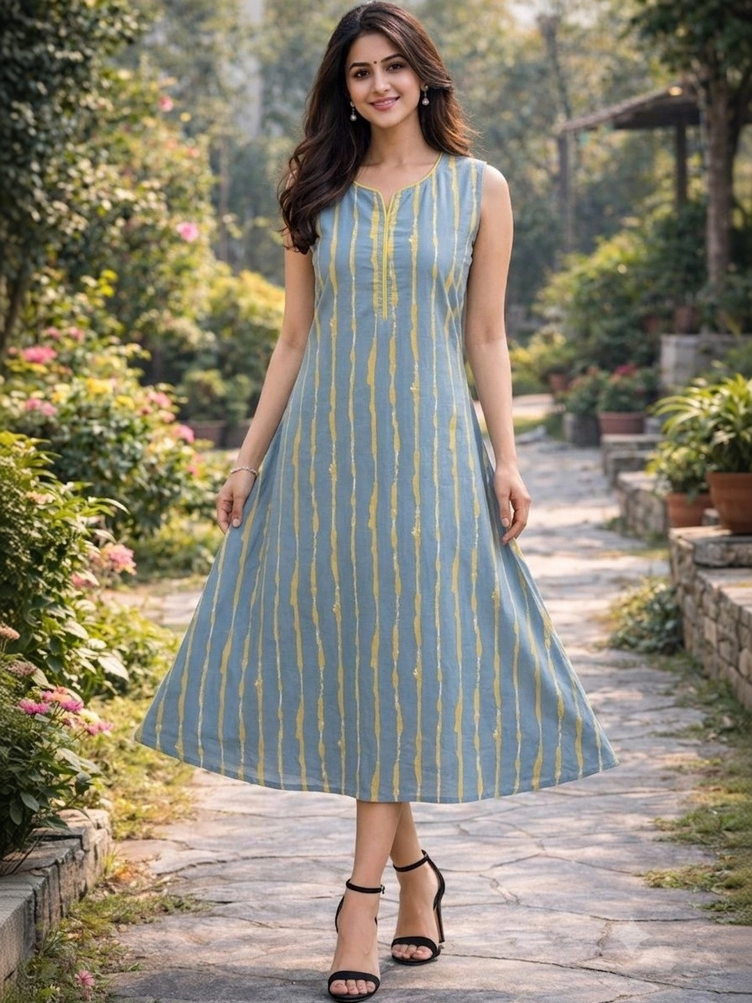 LARGISH Print A-Line Midi Dress