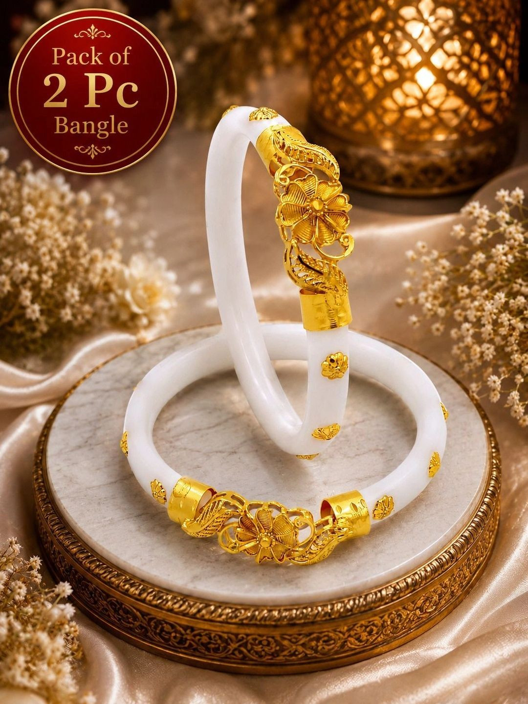 JILL FASHION Set Of 2 Gold-Plated Shakha PolaBangles