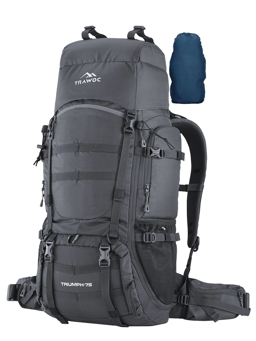 TRAWOC TRIUMPH X Solid 75L Rucksack With Laptop Compartment Rain Cover