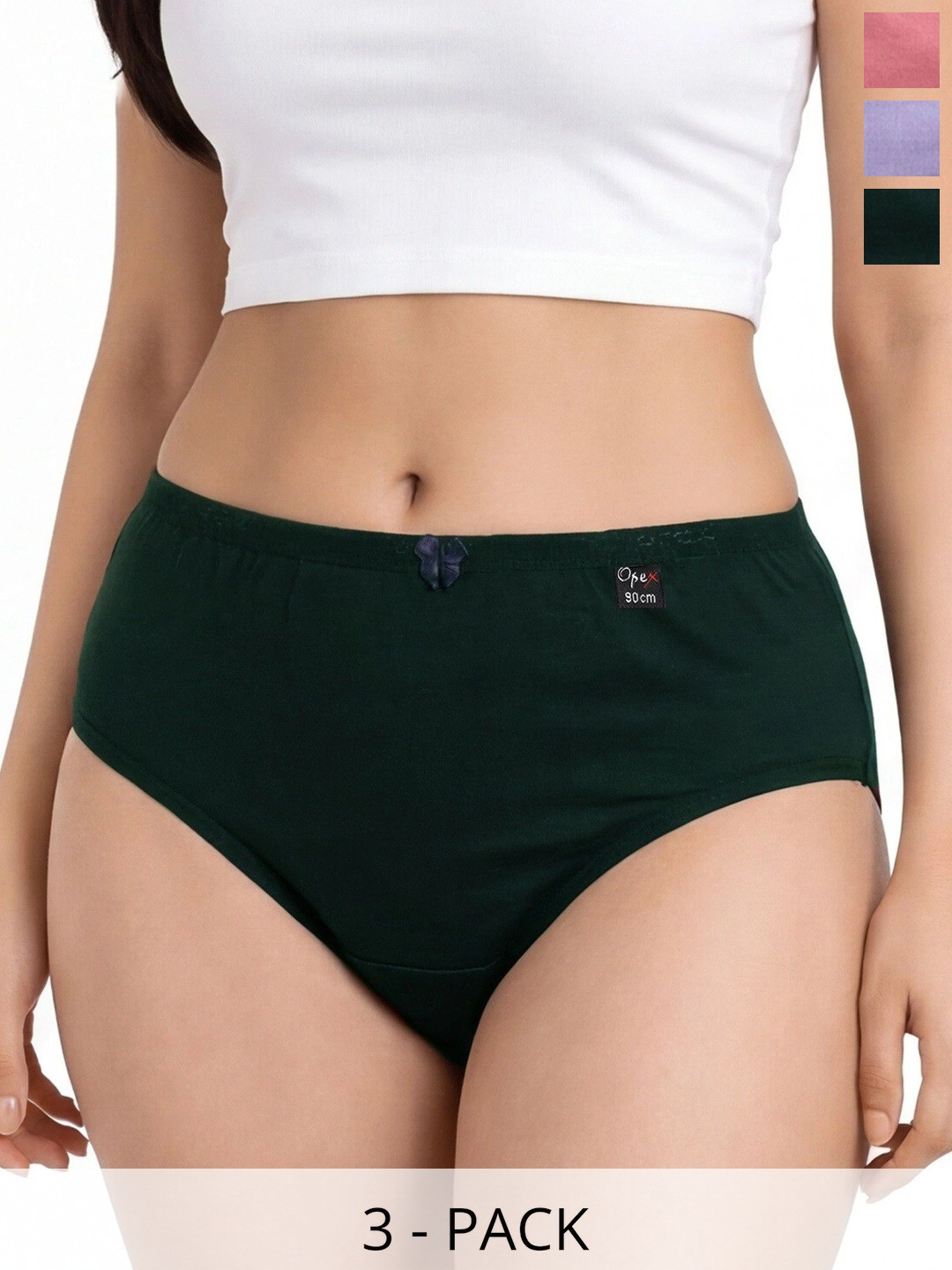 OPEX Women's Cotton Spandex Dream Panty Innerwear Combo Briefs (Pack of 3)