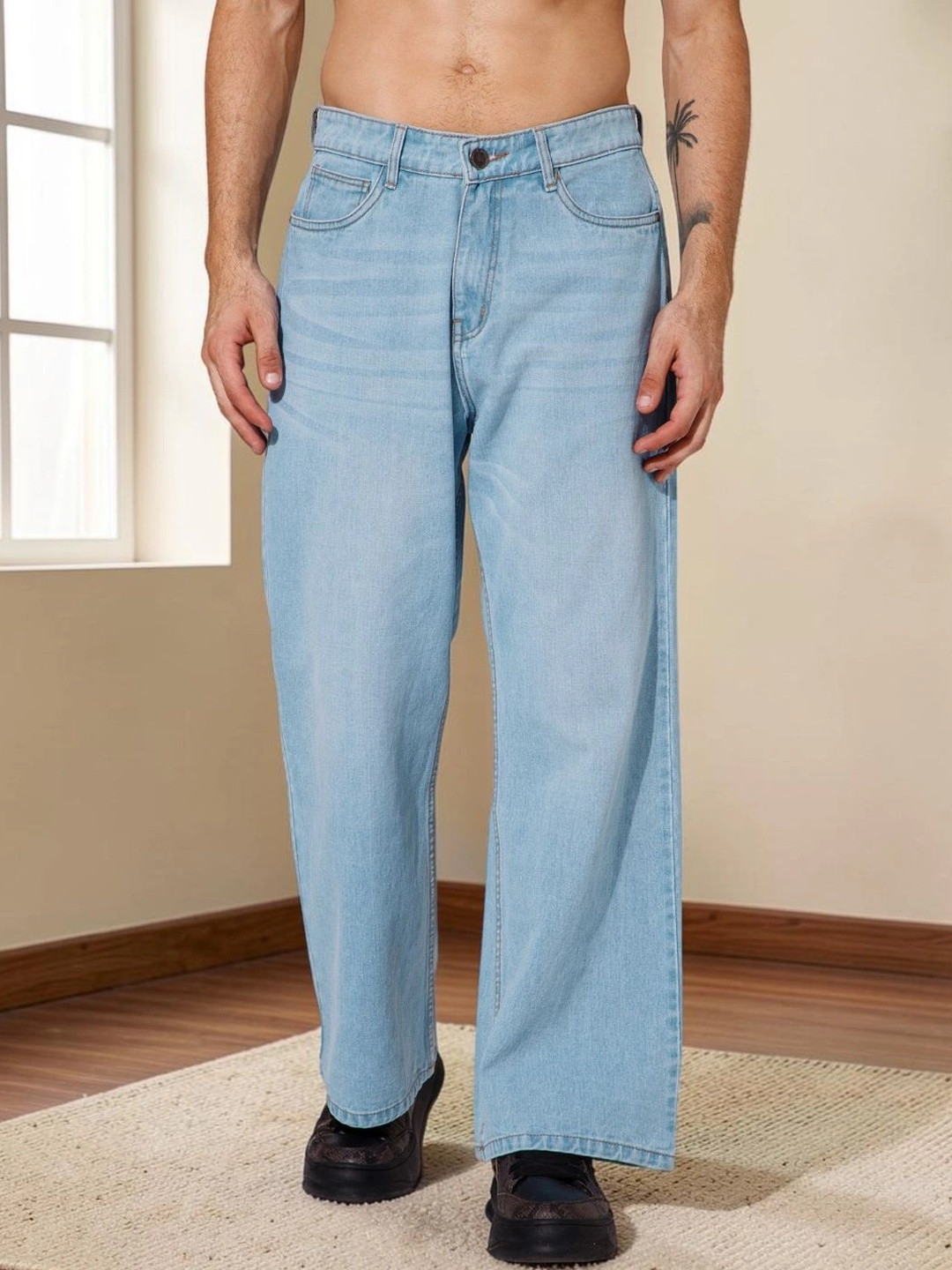 STUDIO NEXX Men Wide Leg Mid-Rise Jeans