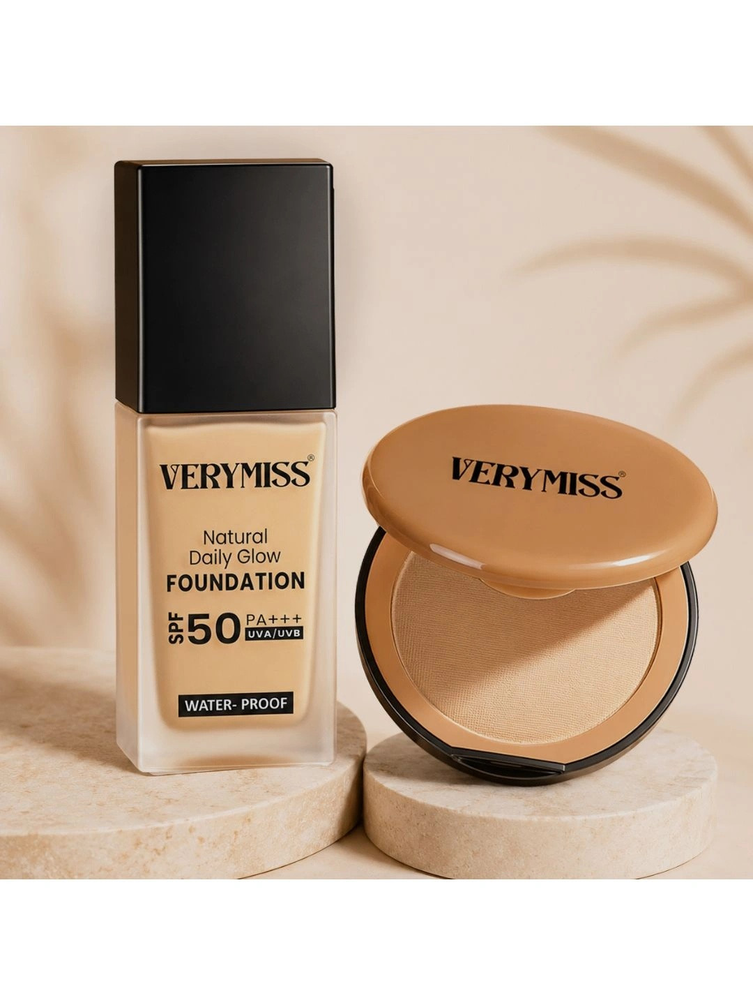 VERYMISS Set Of 2 Daily Wear Foundation- 30 ml- Dark Tone & Compact Powder- 9 g