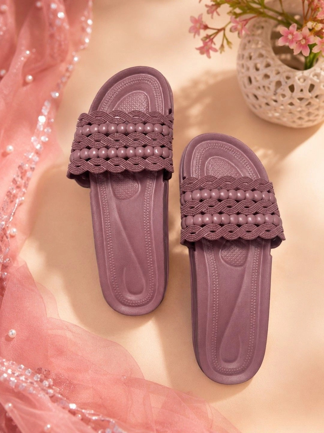 SZN Women Embellished Sliders