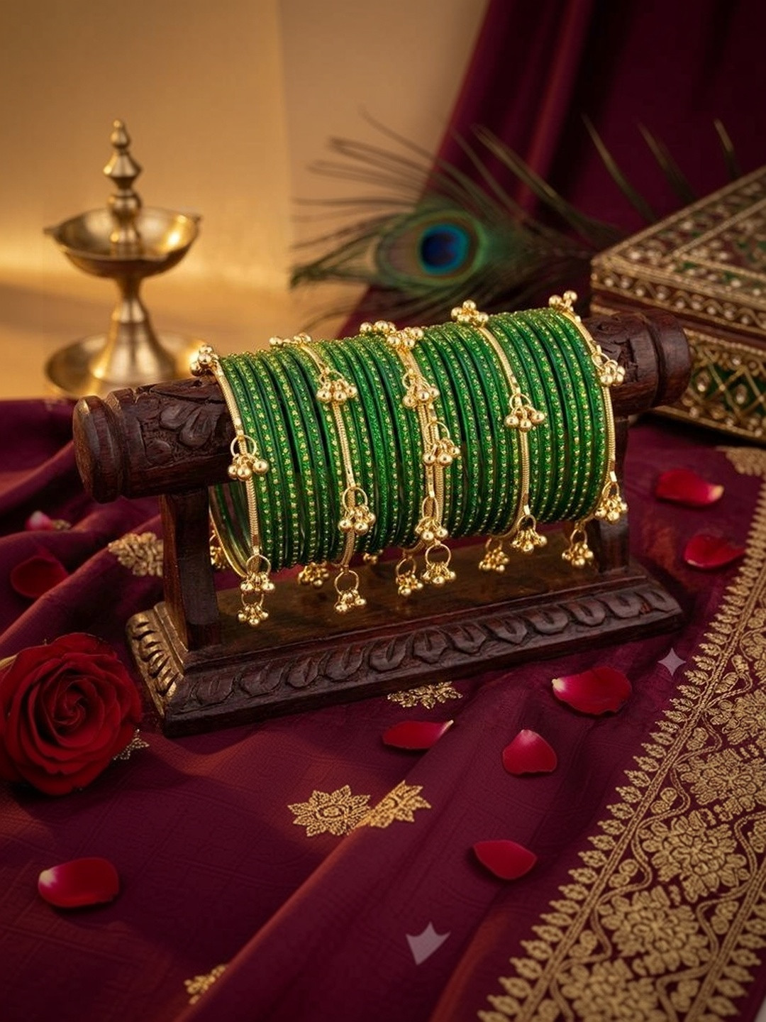 Pasovi Gold-Plated Stone Studded & Beaded Bangle