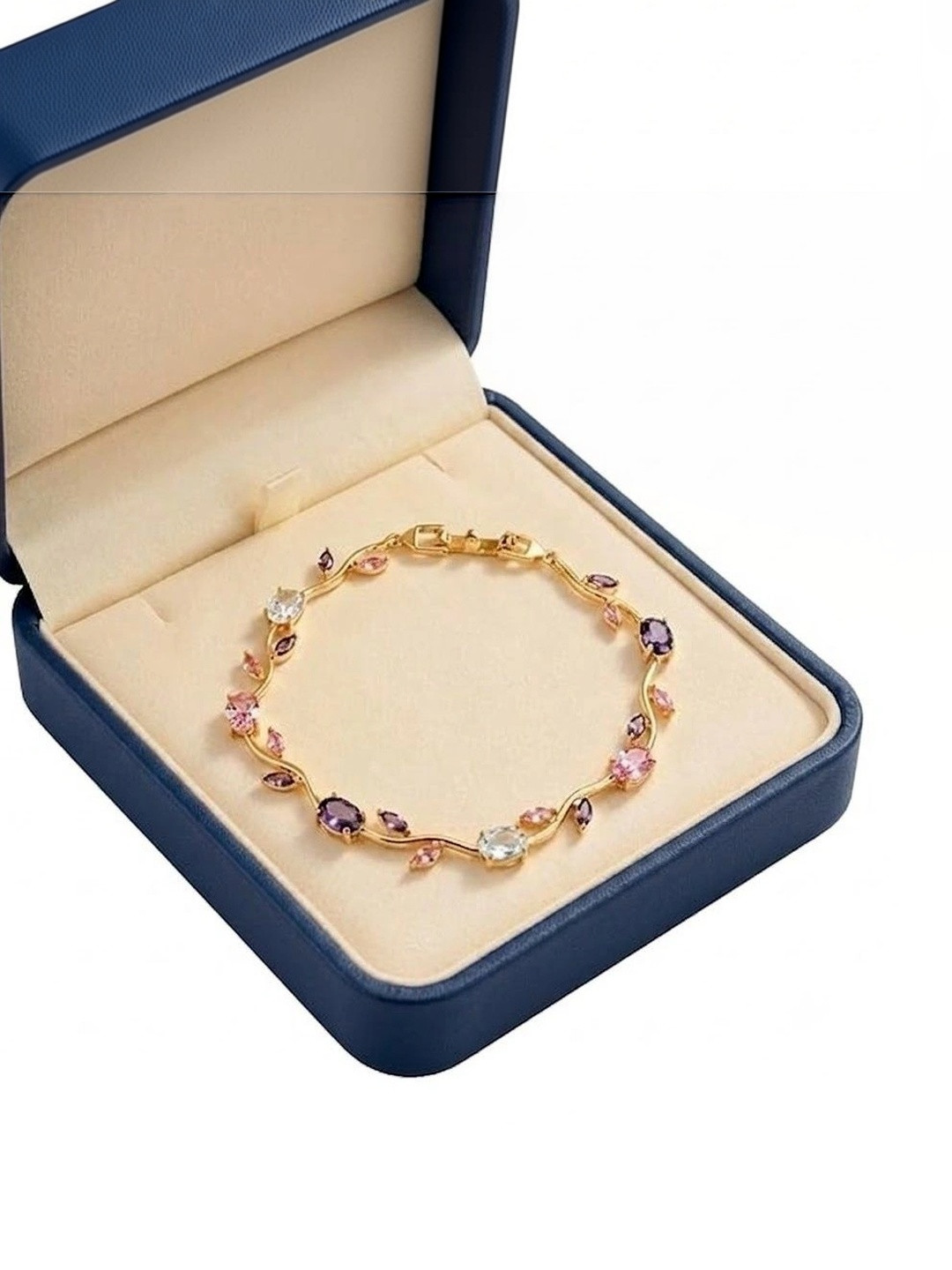 Uniqon Unisex Cubic Zirconia Gold-Plated Link Bracelet