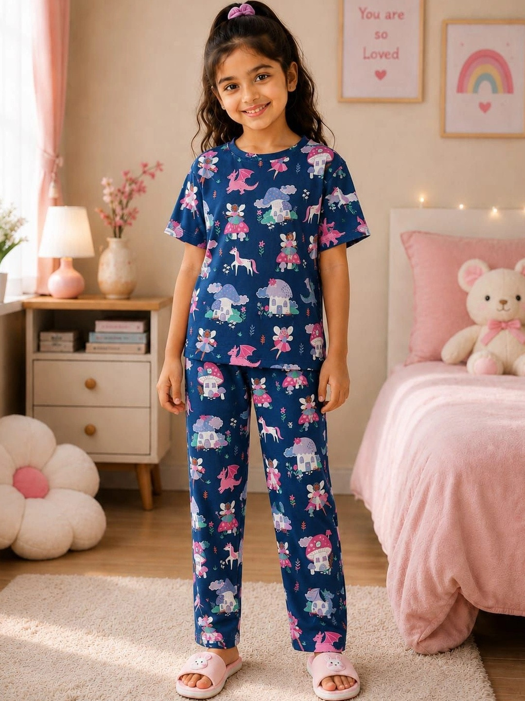 SKIIN BY TIBER Girls Printed Night suit