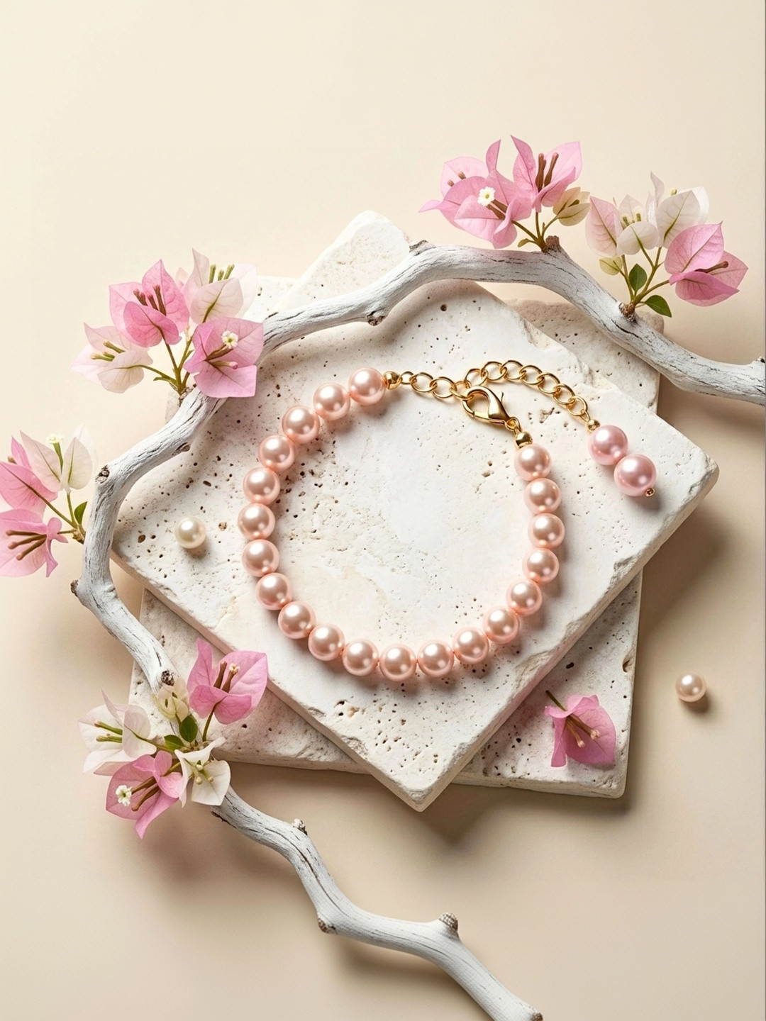 ORANGENYSHA Women Pearls Gold-Plated Wraparound Bracelet