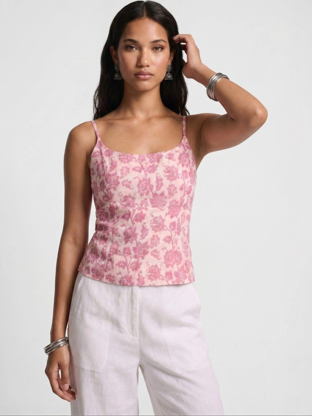 NISHORAMA Floral Print Cotton Top