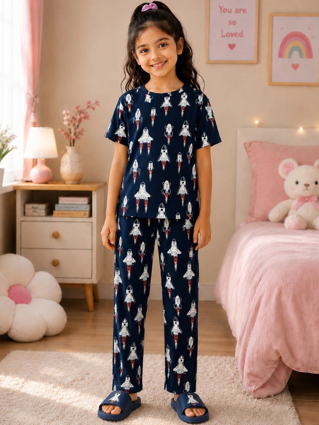 SKIIN BY TIBER Girls Printed Night suit