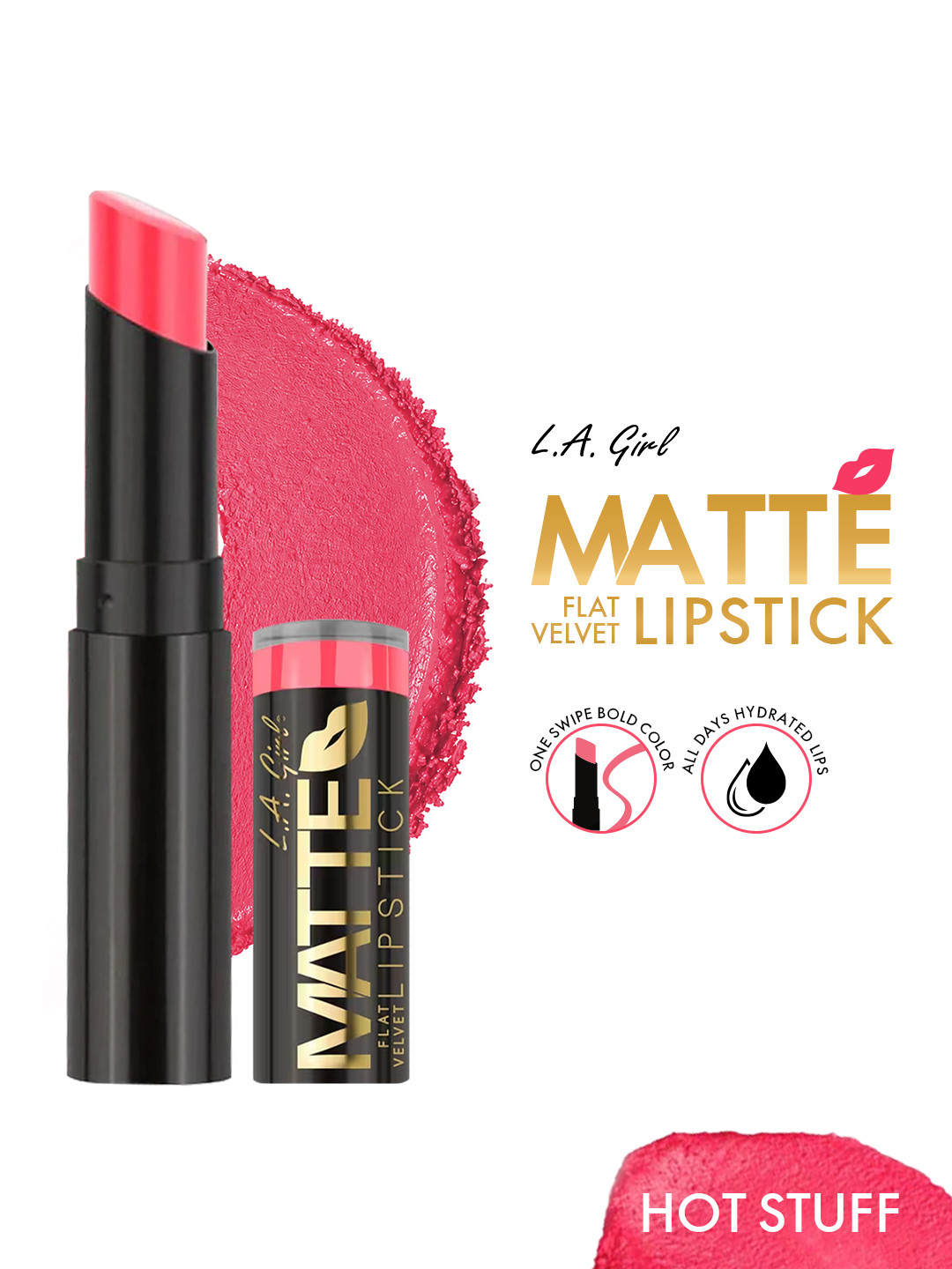 L.A. Girl Hot Stuff Flat Pink Velvet Matte Lipstick