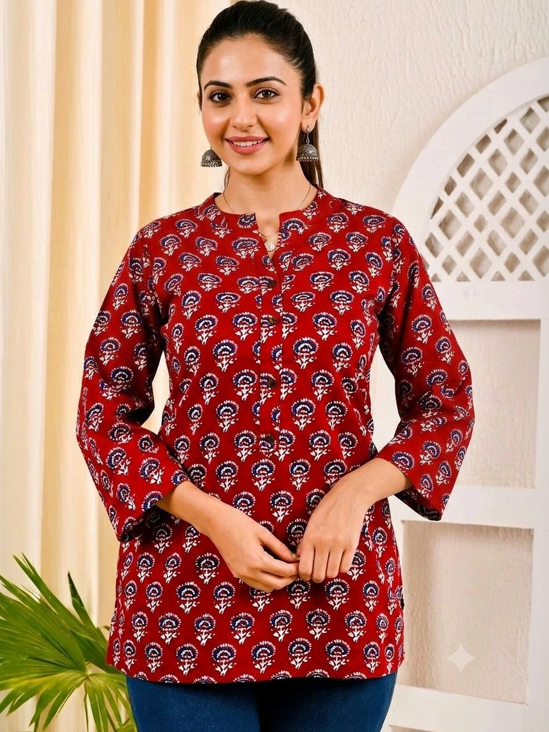 Chaukas Women Ethnic Motifs Printed Pure Cotton Kurti