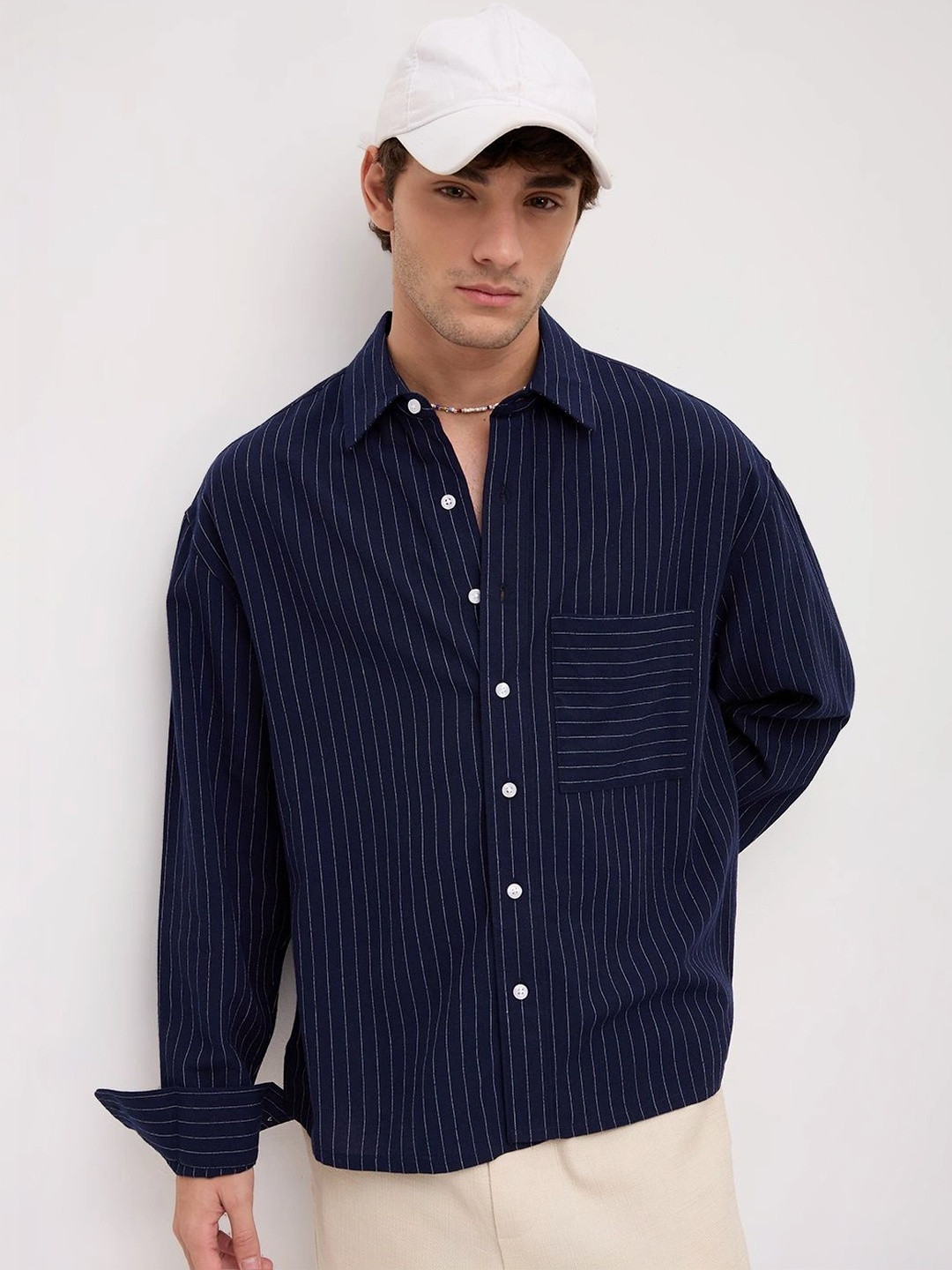 VASTRADO Men Classic Boxy Striped Casual Shirt