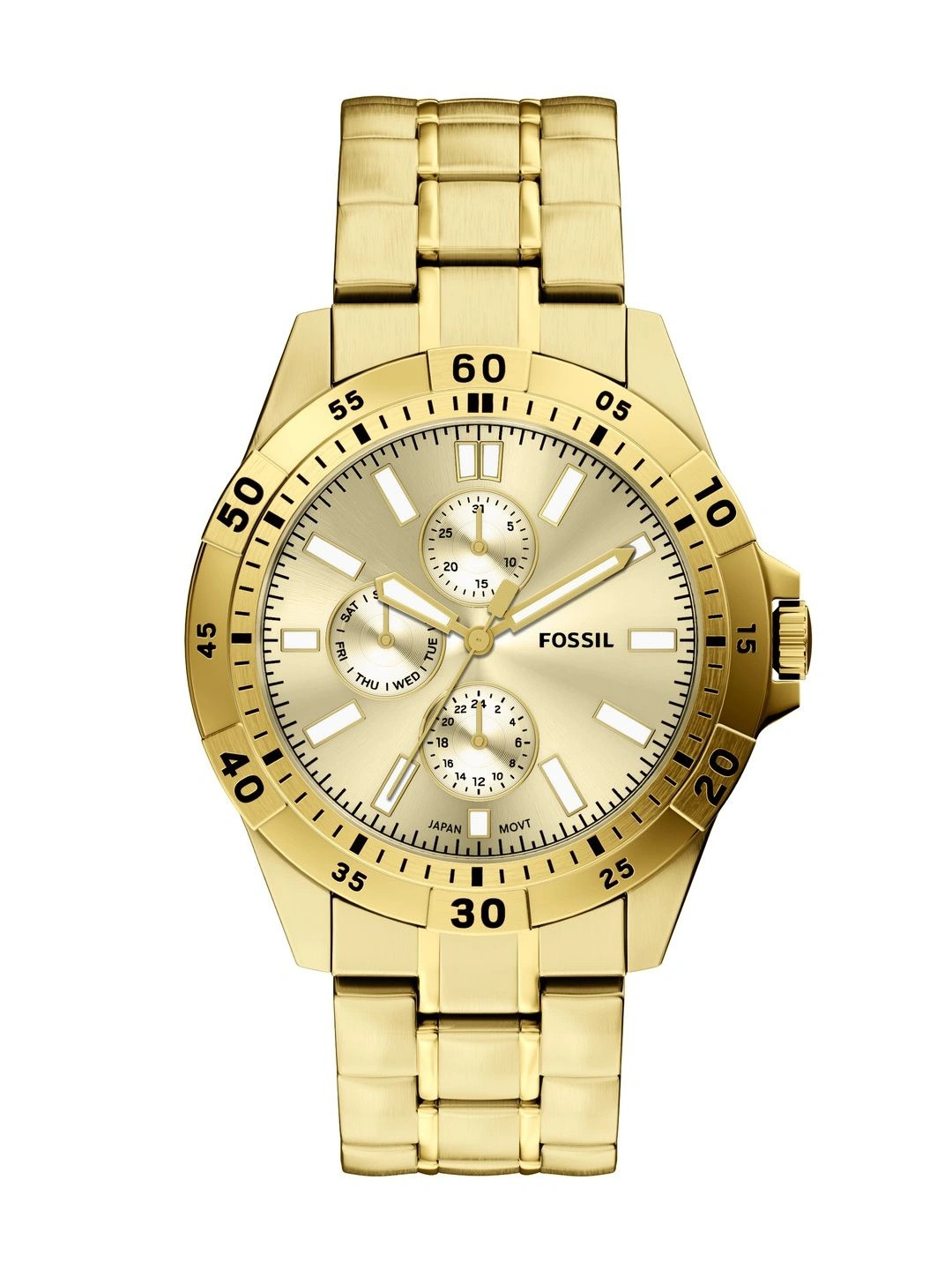 Fossil Men Brass Dial & Stainless Steel Bracelet Style Straps Analogue Chronograph Watch FS6194