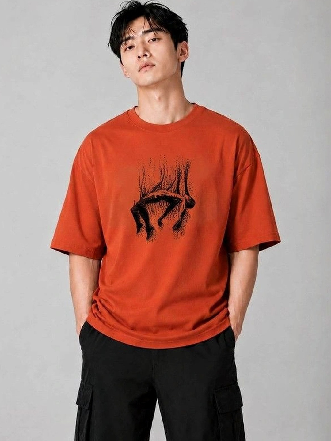 9TUNKI Men Printed Pure Cotton T-shirt