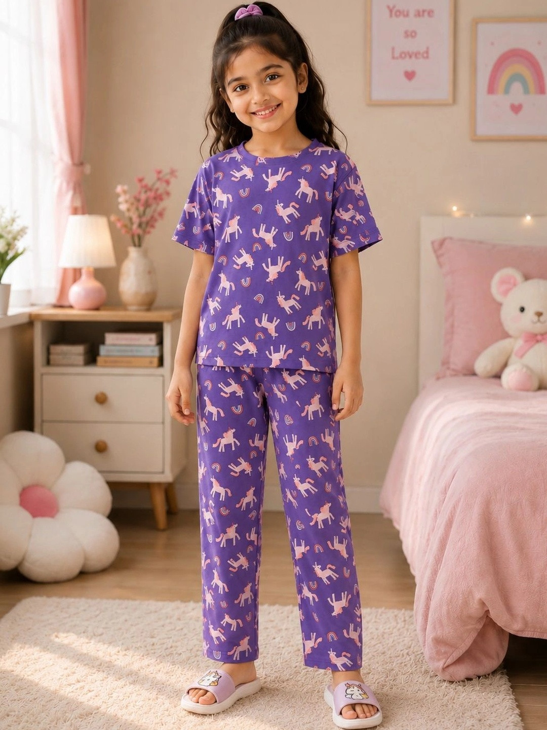 SKIIN BY TIBER Girls Printed Night suit