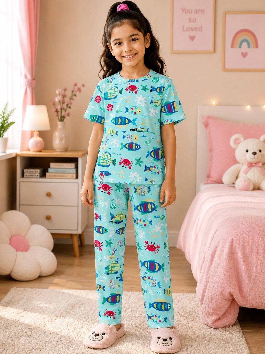 SKIIN BY TIBER Girls Printed Night suit