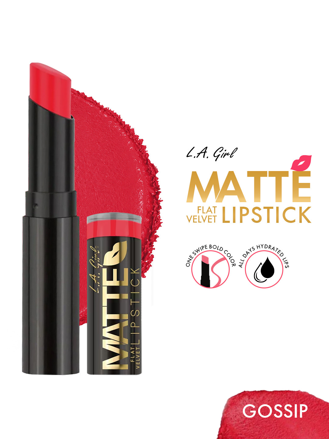 L.A. Girl Gossip Flat Red Velvet Matte Lipstick