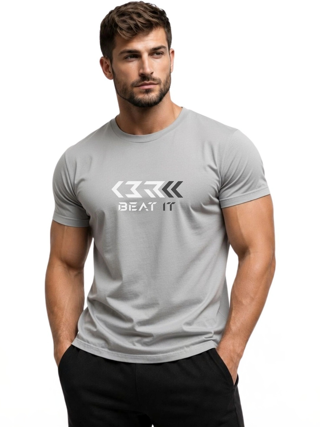 3Colors Men Typography Printed Moisture Wicking T-shirt
