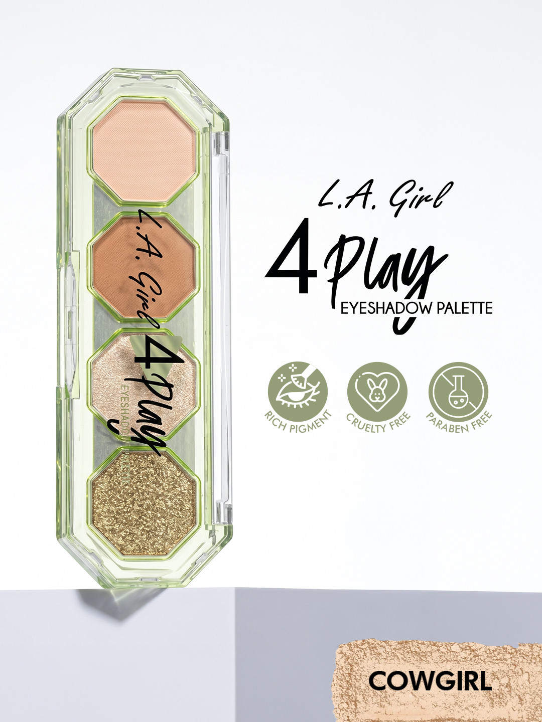 L.A. Girl 4Play Highly-Pigmented Eyeshadow Palette - Cowgirl