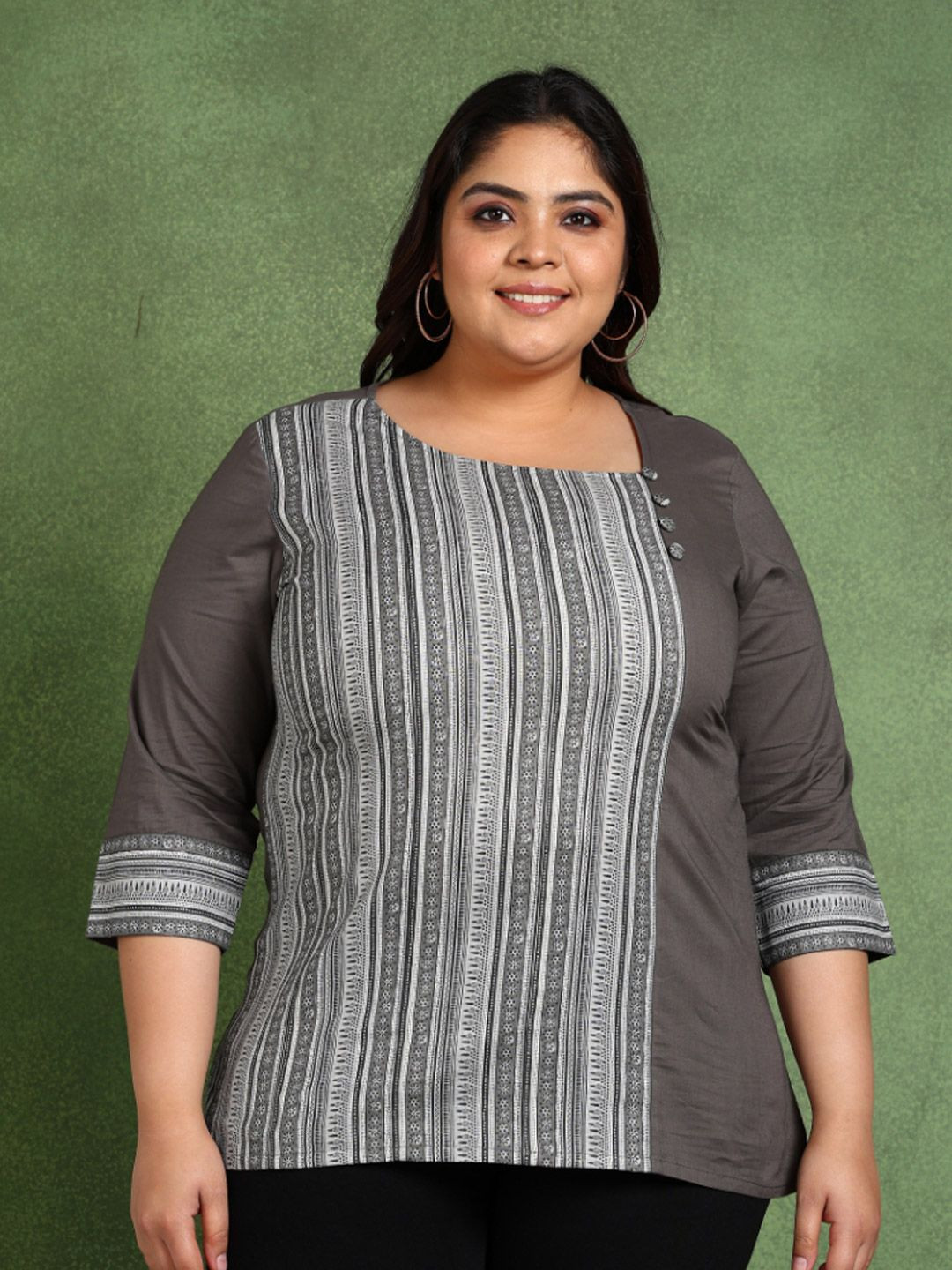 IKRASS Print Applique Ethnic Cotton Top