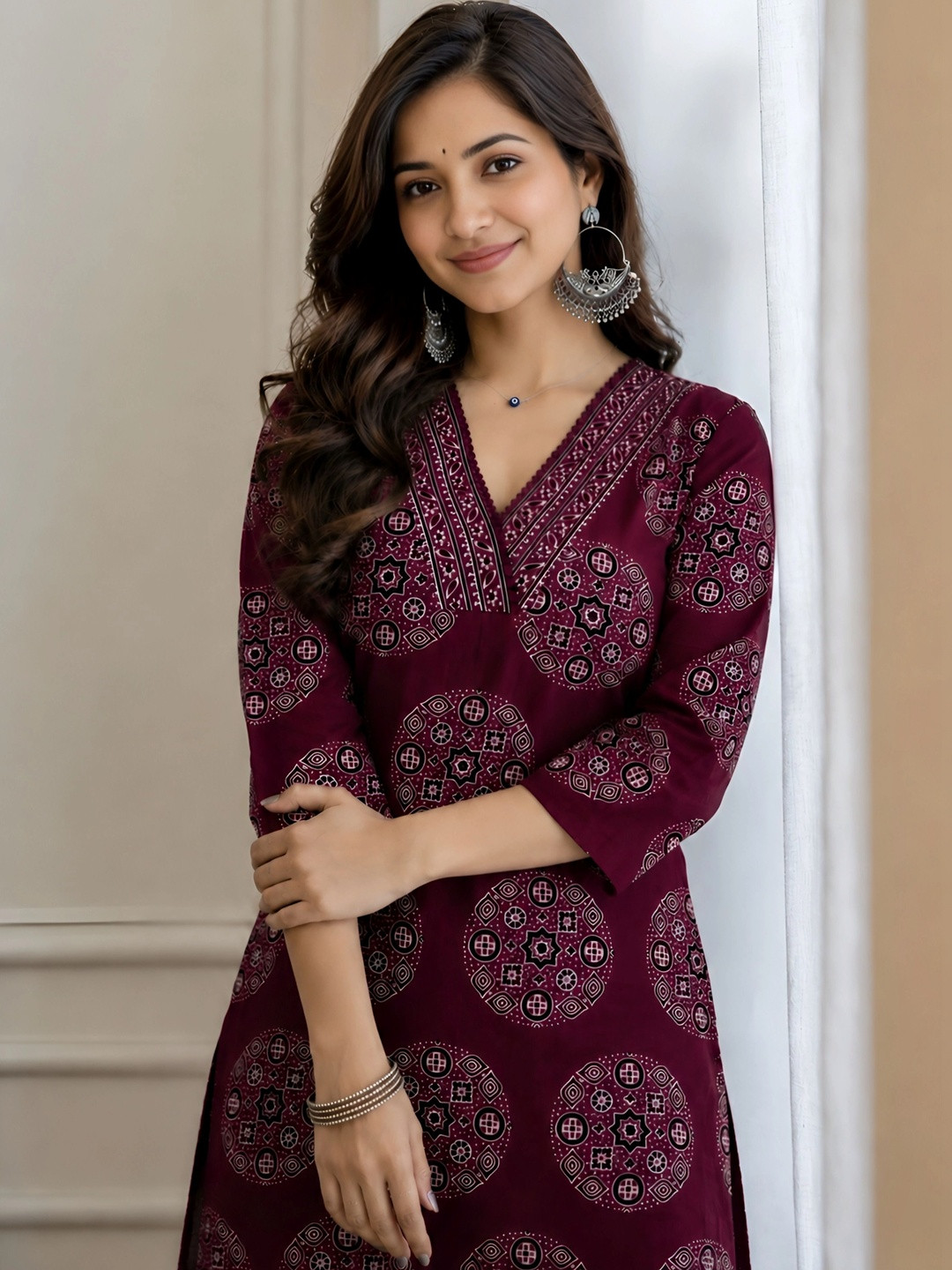 Tabeedah Women Ethnic Motifs Printed Handloom Kurta