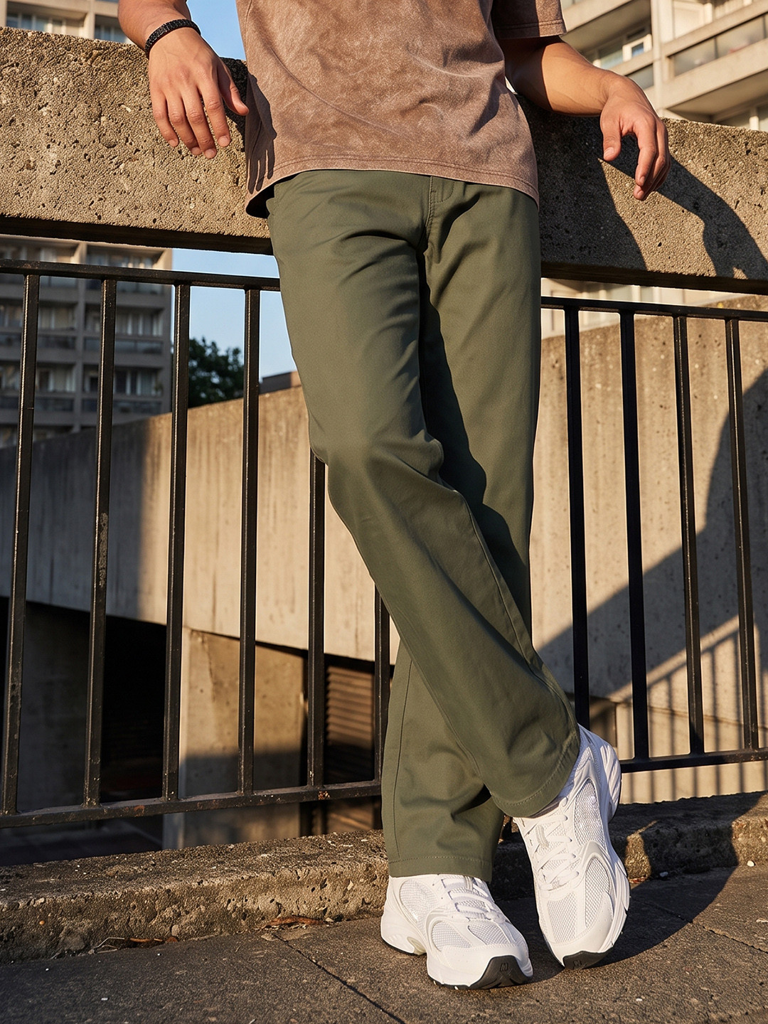The Roadster Life Co. Men Bootcut Pure Cotton Trousers