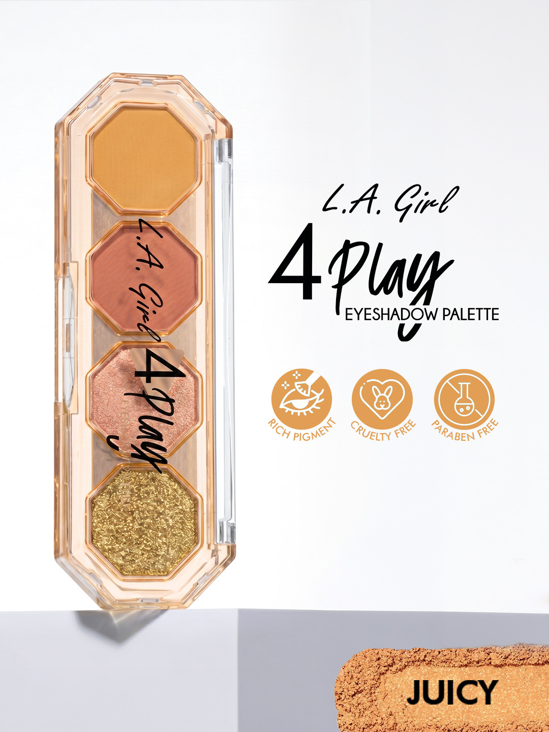 L.A. Girl 4Play Highly-Pigmented Eyeshadow Palette - Juicy