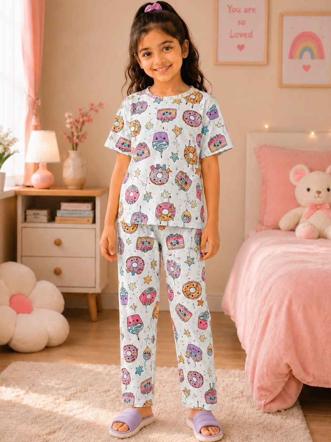 SKIIN BY TIBER Girls Printed Night suit