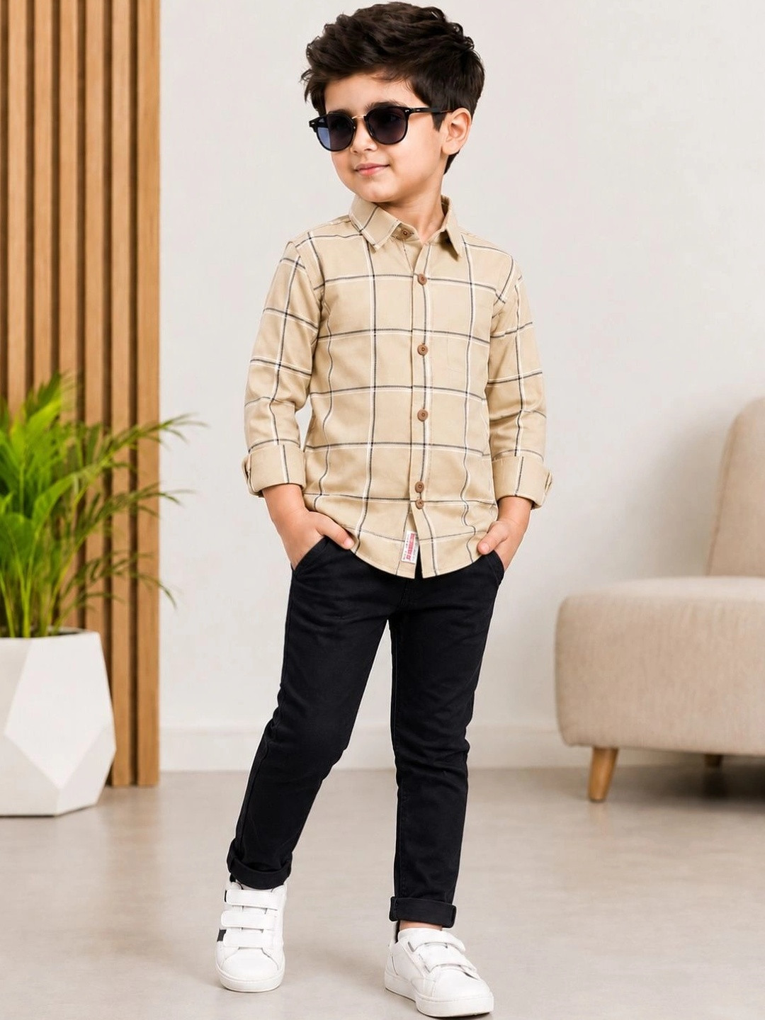 JEE-9 Boys Comfort Gingham Checks Checked Casual Shirt