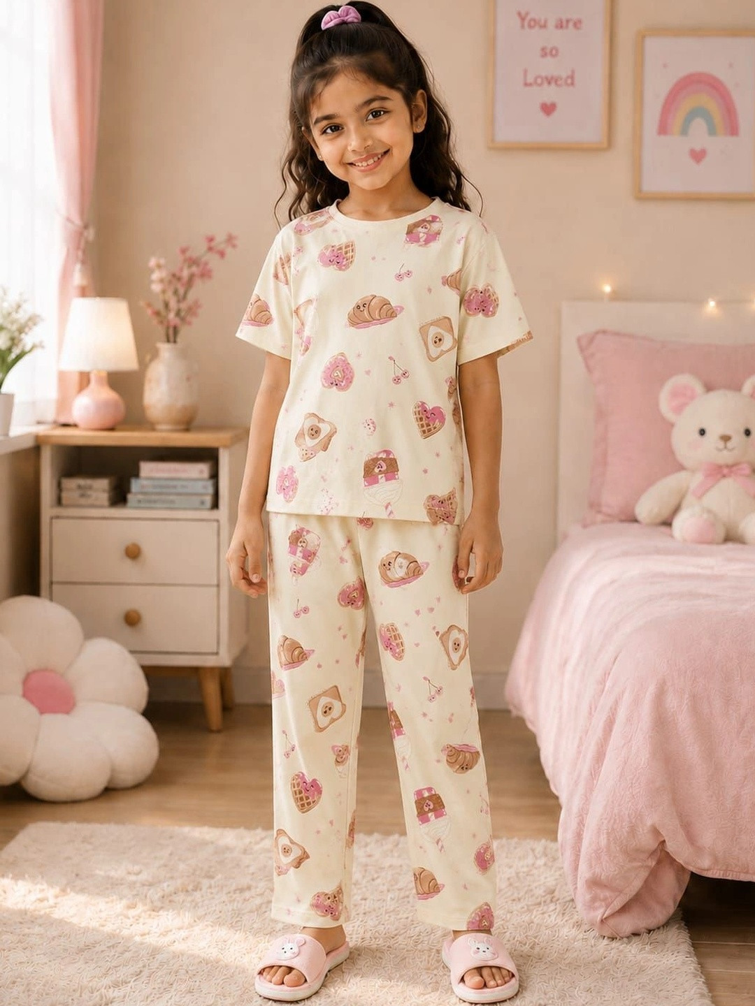 SKIIN BY TIBER Girls Printed Night suit