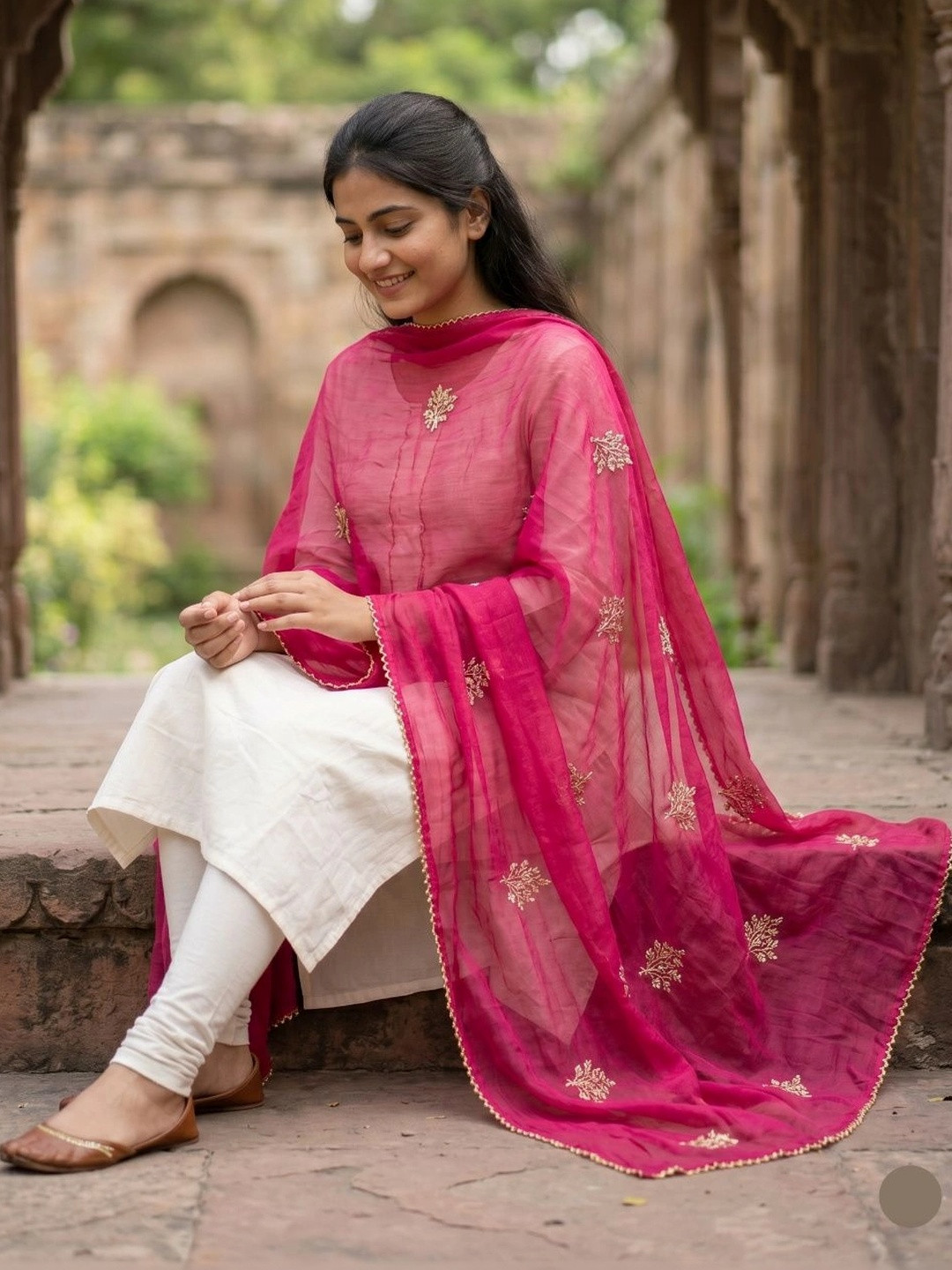 TAMNNA DUPATTA HUB Ethnic Motifs Embroidered Dupatta with Zari