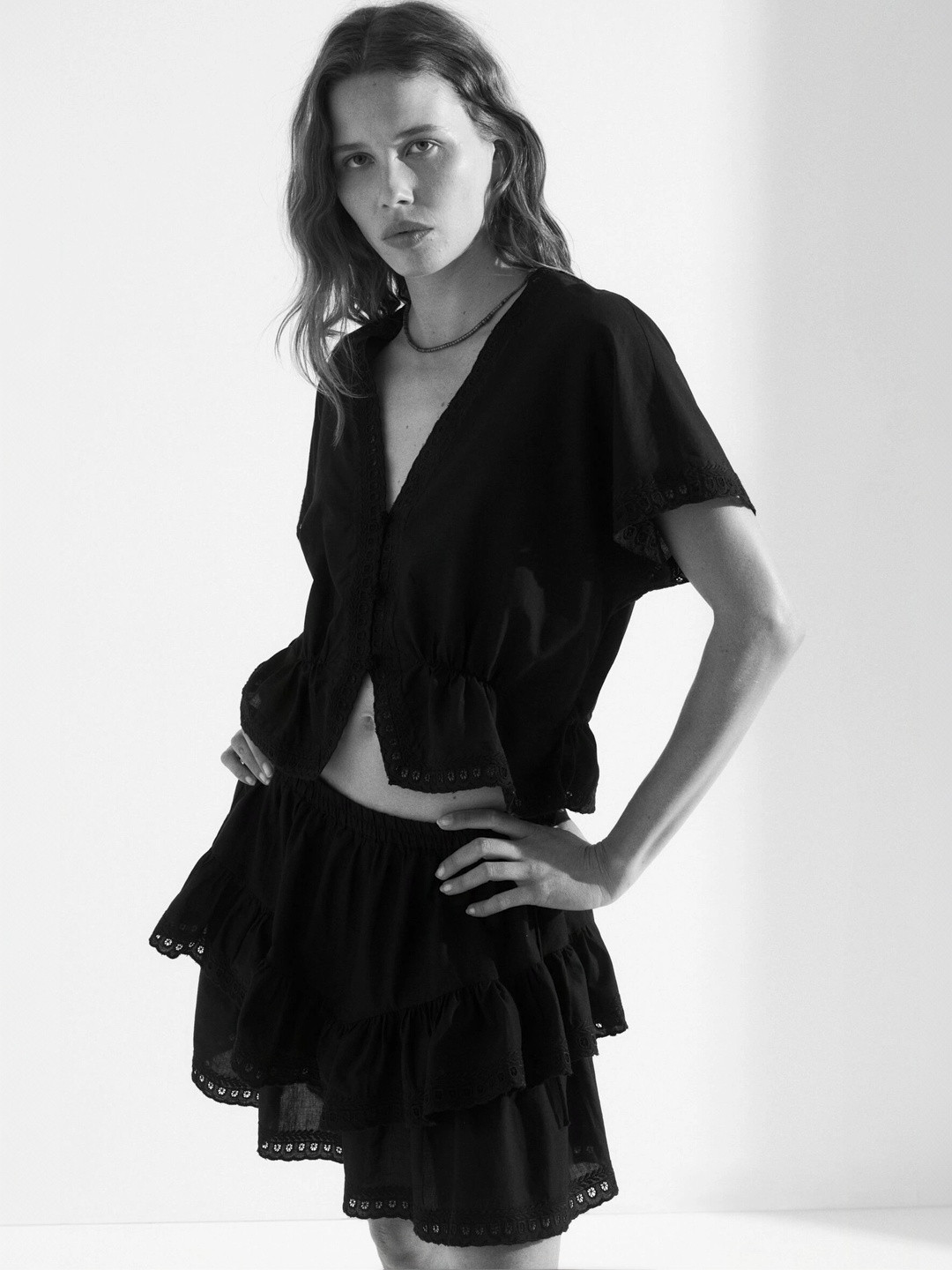 H&M Broderie Anglaise Button-Front Top