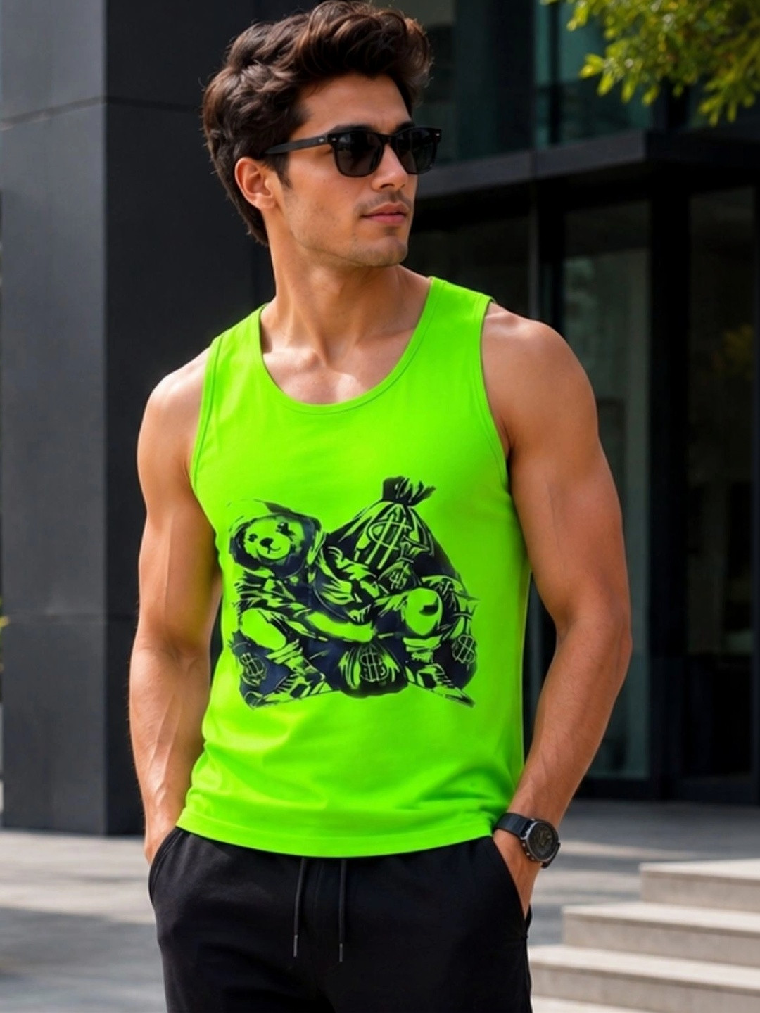Looks United Printed Gym Vest