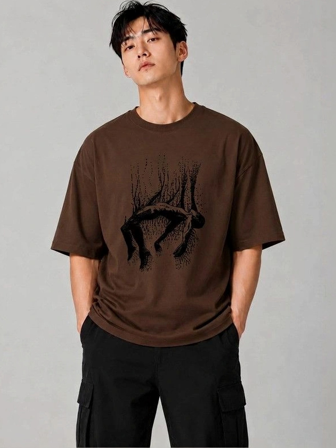 9TUNKI Men Printed Pure Cotton T-shirt