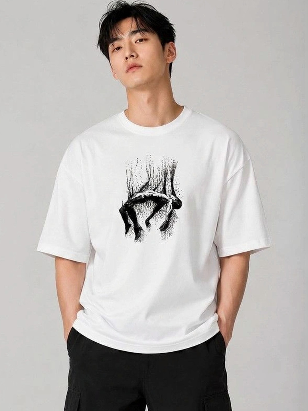 9TUNKI Men Printed Pure Cotton T-shirt