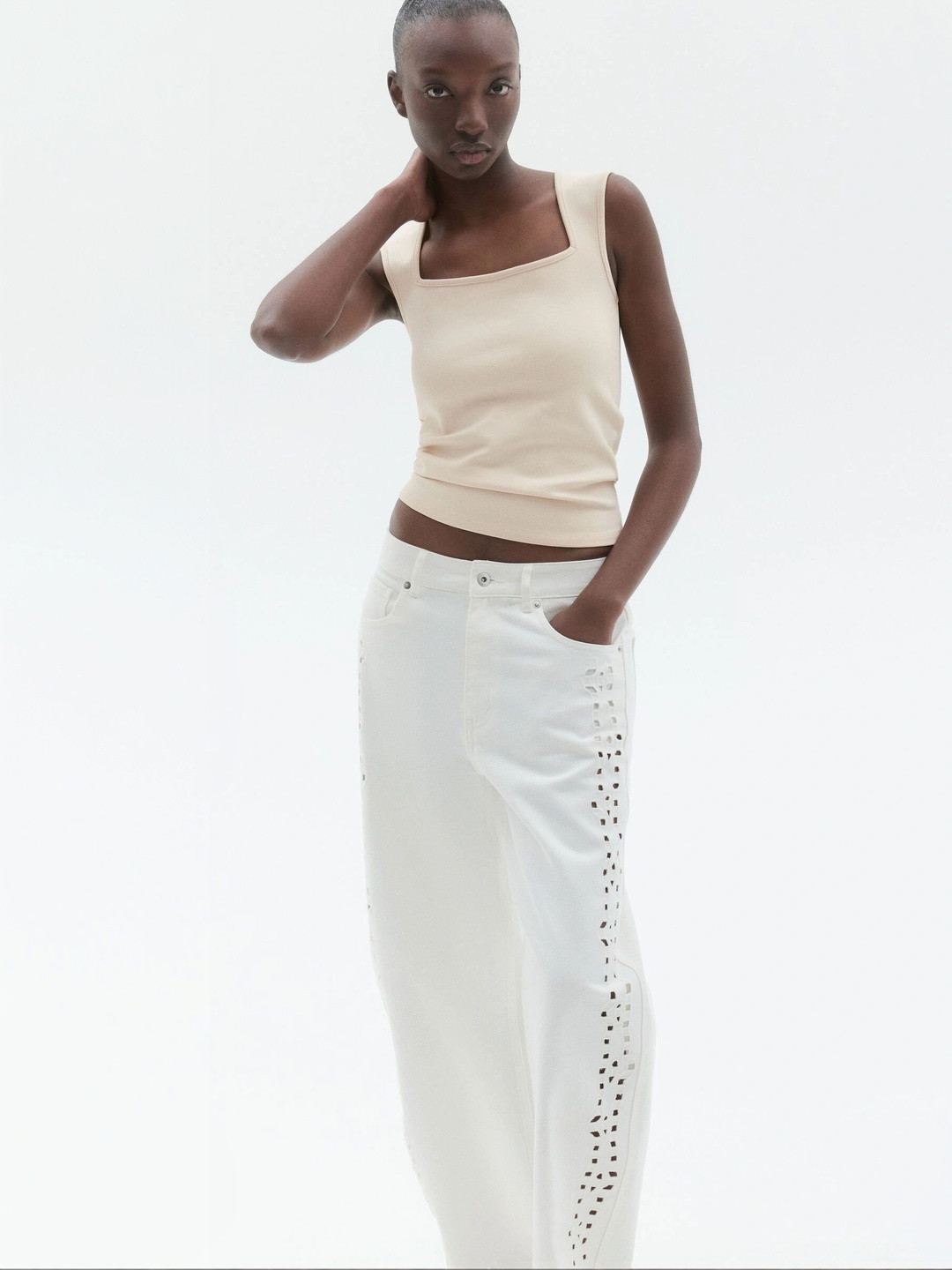 H&M Ribbed Square-Neck Vest Top